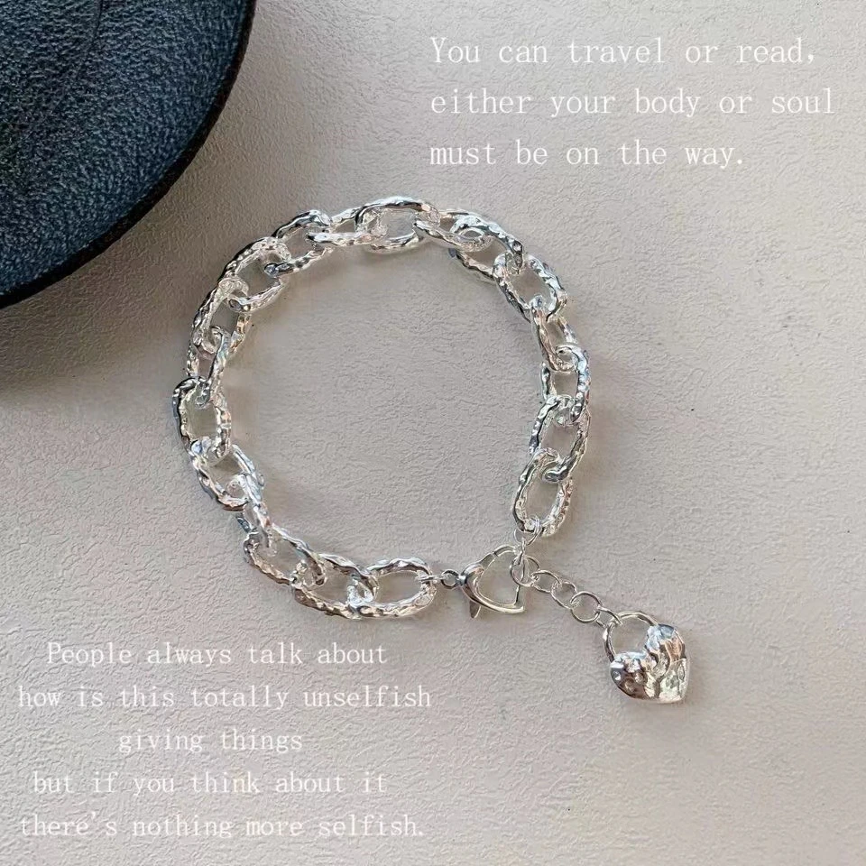 925银手链 ［春晓老银匠］时尚韩版爱心手链