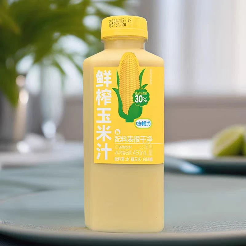味畅力鲜榨玉米汁450ml瓶装谷物饮料健康玉米一月新品