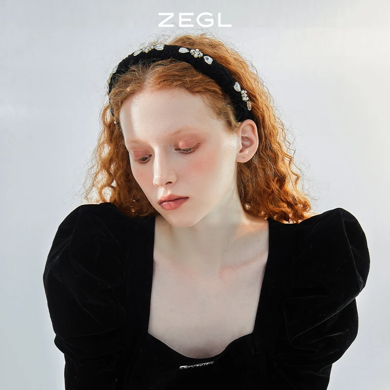 铜合金发饰 ZEGL 可爱毛绒发箍女发卡网红新款秋冬高级感黑色头饰