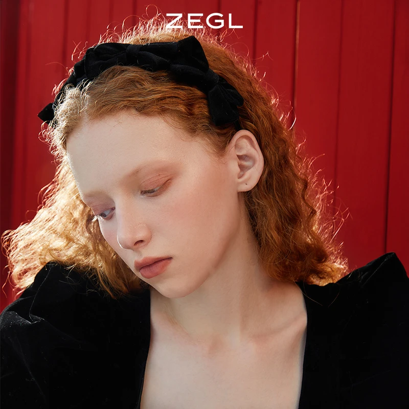 合金发饰 ZEGL 赫本风蝴蝶结发箍网红新款简约秋冬发饰百搭女头饰
