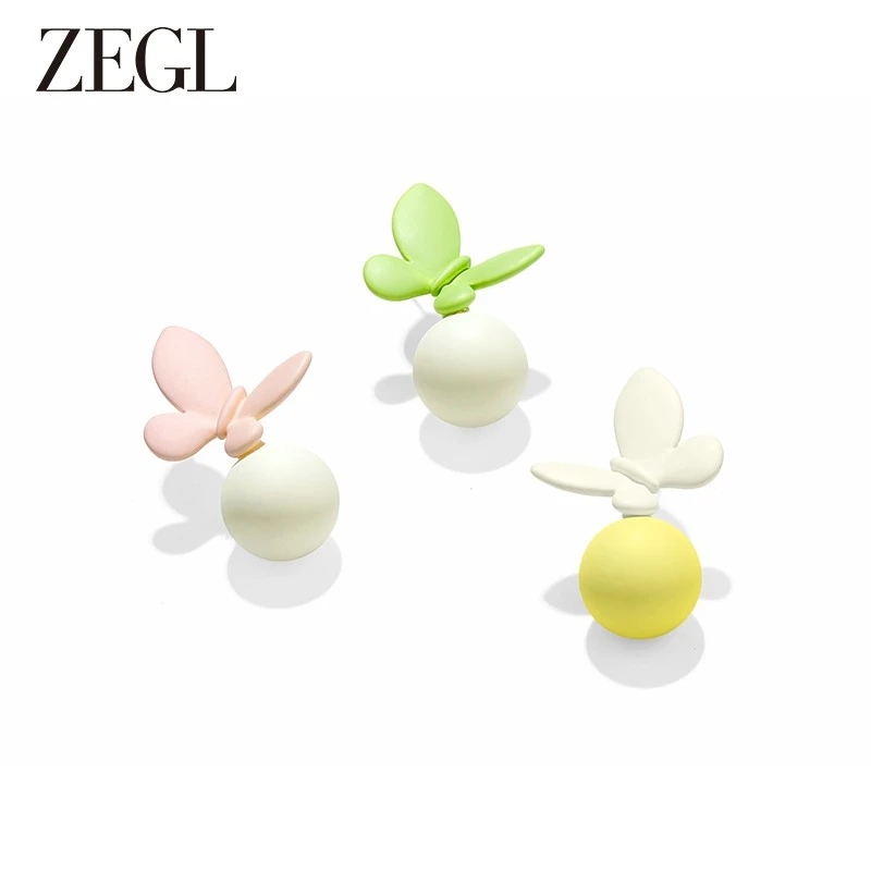 ZEGL 铜合金耳饰 蝴蝶糖果耳环气质百搭小众清新少女简约首饰饰品