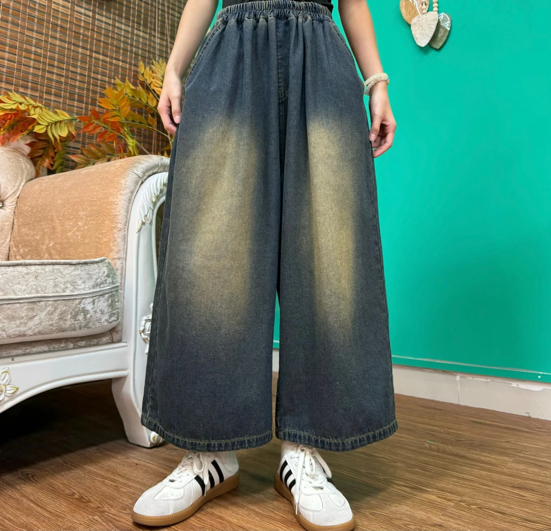 -【小马达】2024年秋冬季新款复古洗软牛仔加绒加厚款牛仔裤女A220