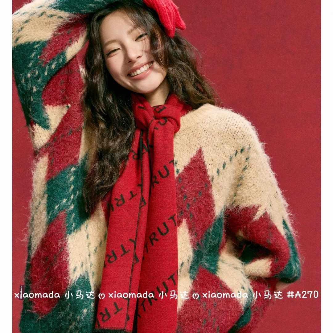 【小马达】2024年秋冬季新款圣诞元素设计时尚百搭大版毛衣女A270