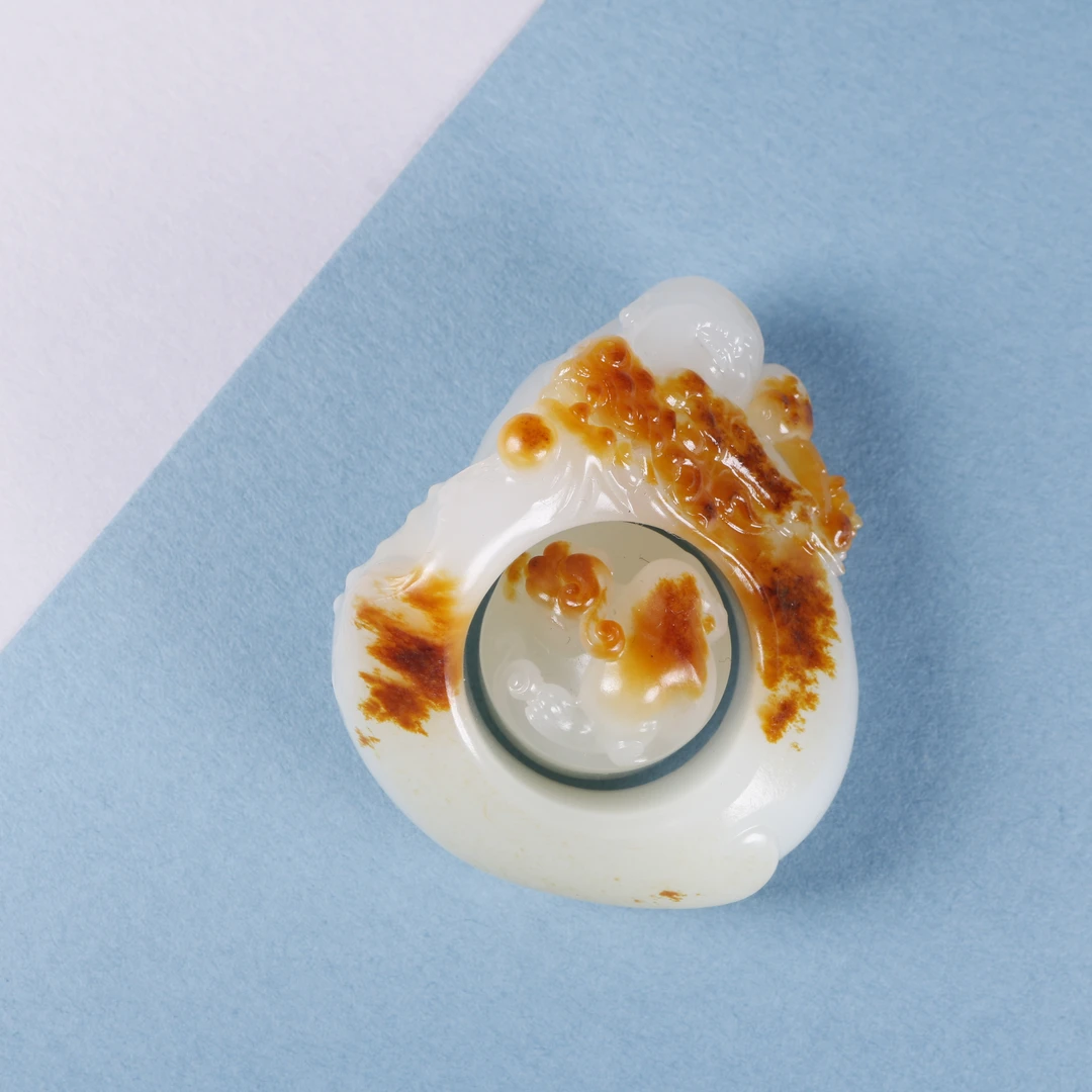 爱玉小伟出品 张克山大师作品 福财双至 新疆和田玉籽料