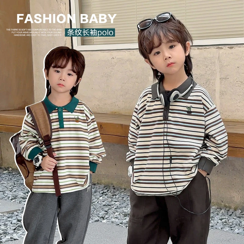 右欧童装U14366Polo衫翻领T恤秋装秋童装打底衫秋季宝宝衣服