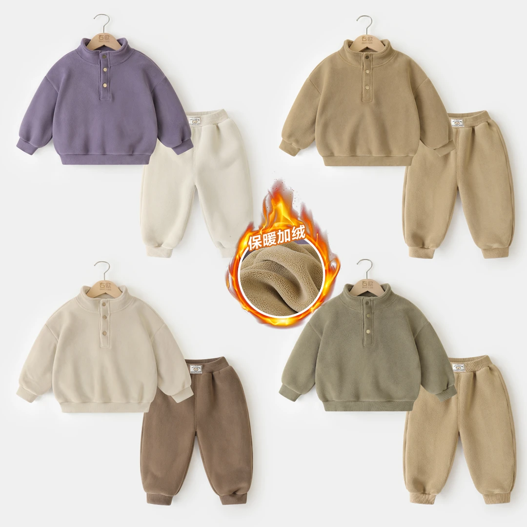 【休闲运动加绒两件套】男童卫衣卫裤童装秋冬儿童保暖洋气冬UZ342