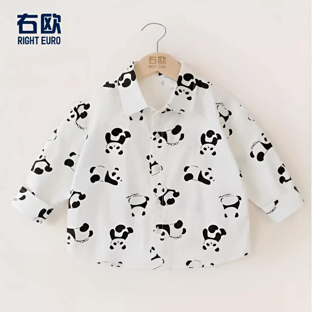 2024新款U15036男童长袖满印衬衫春秋款童装儿童宝宝衬衣上衣舒适