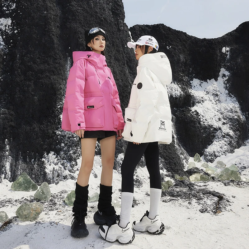 TUOGU/拓谷女款运动情侣连帽中长款加厚保暖冬季防风羽绒服D40743