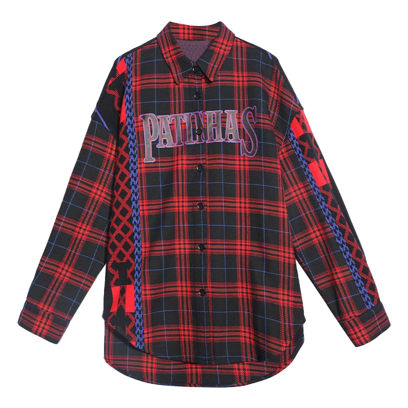 外套上衣衬衣长袖运动时尚休闲格Q40421