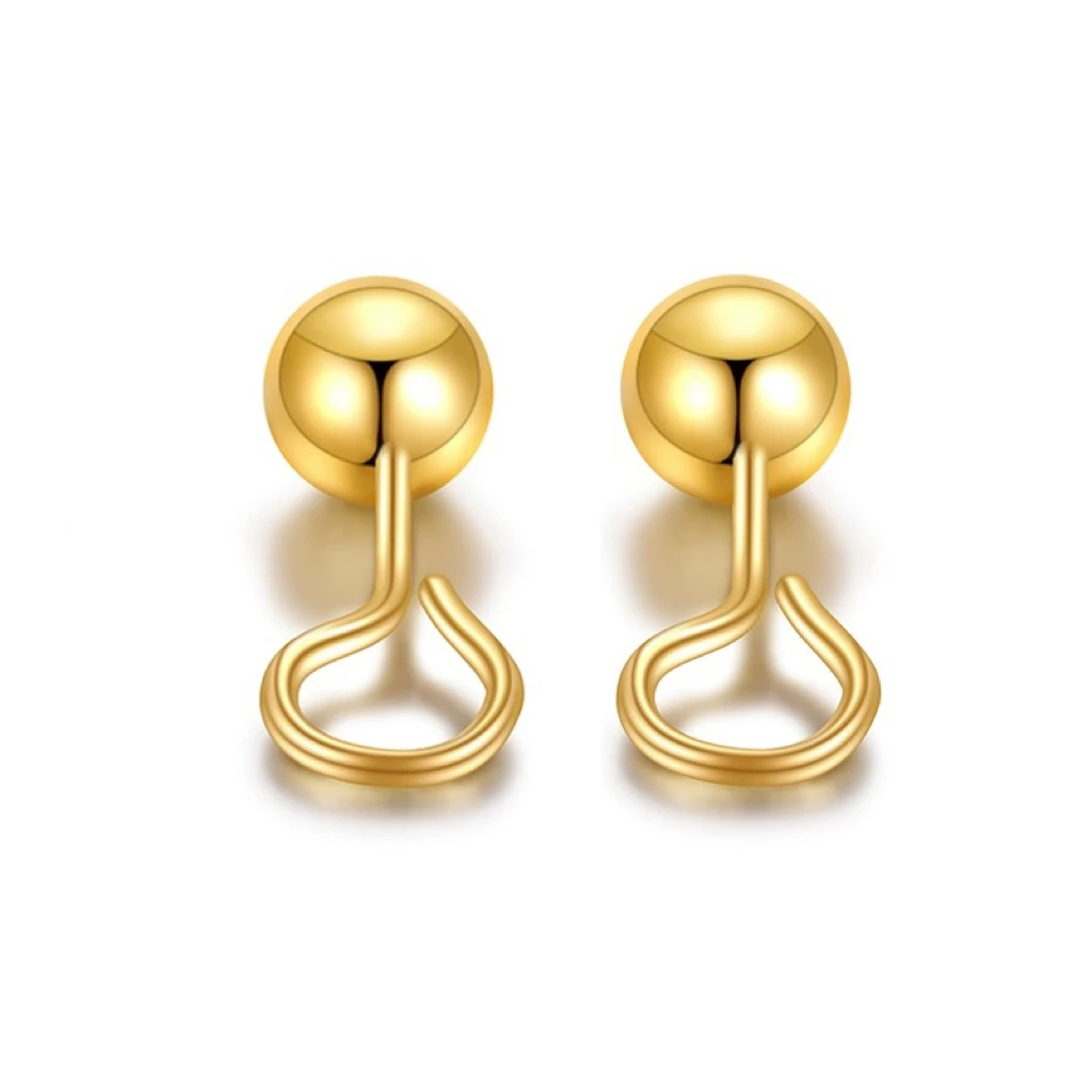 足金999时尚光面豆豆泡泡耳钉气质精美轻奢个性小众简约经典复古