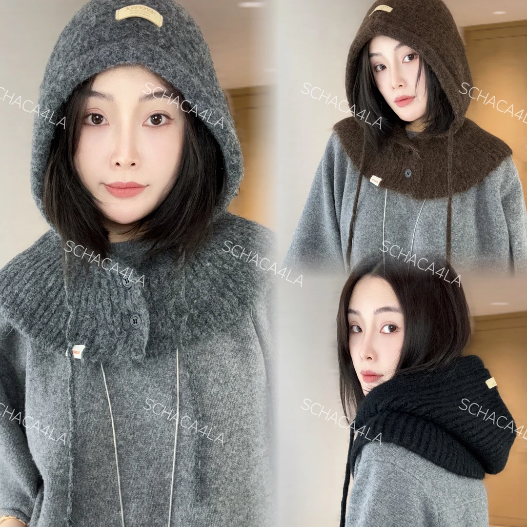 SCHACA4LA“口碑款拉法帽”羊毛混纺巴拉克拉法帽纽扣设计 百搭减龄