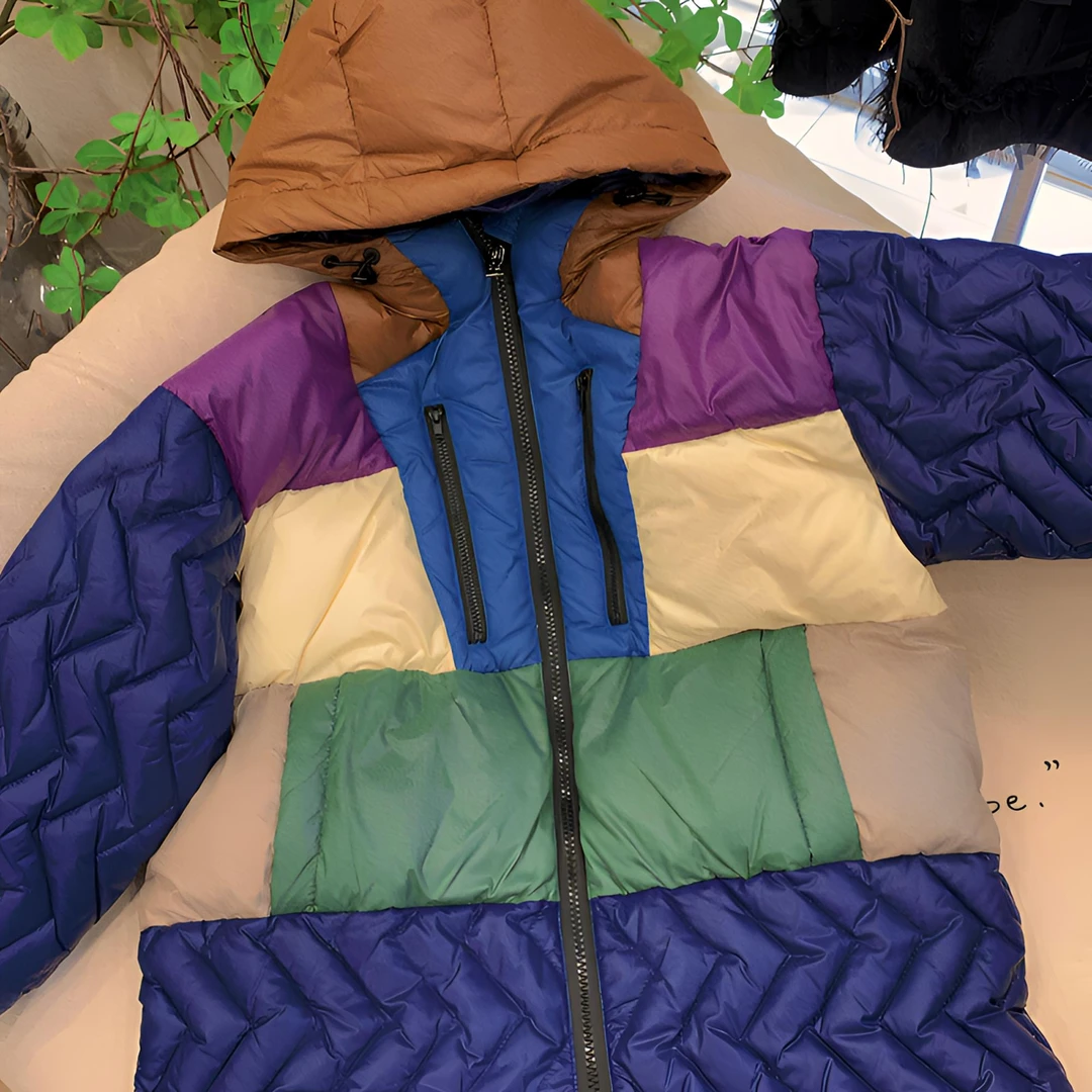 9012款花郎家儿童多色拼接羽绒服