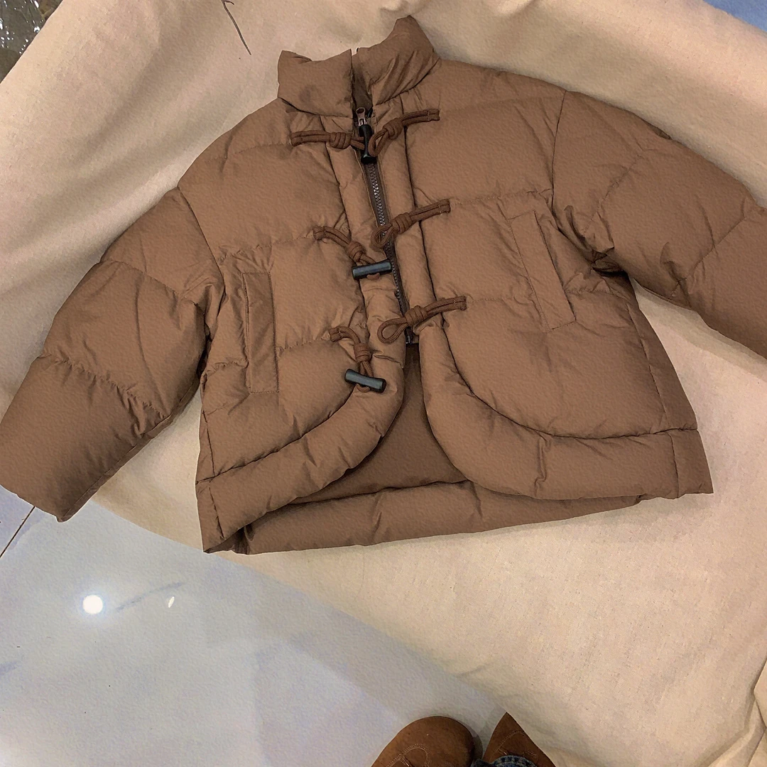 3236款咖色牛角短款儿童