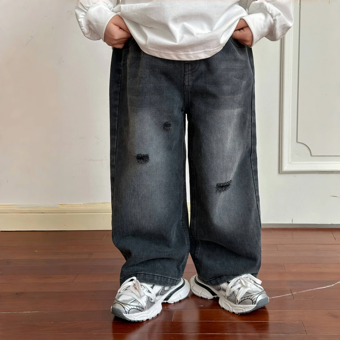 男童牛仔裤2024新款韩版童装春季儿童宽松阔腿裤百搭裤潮