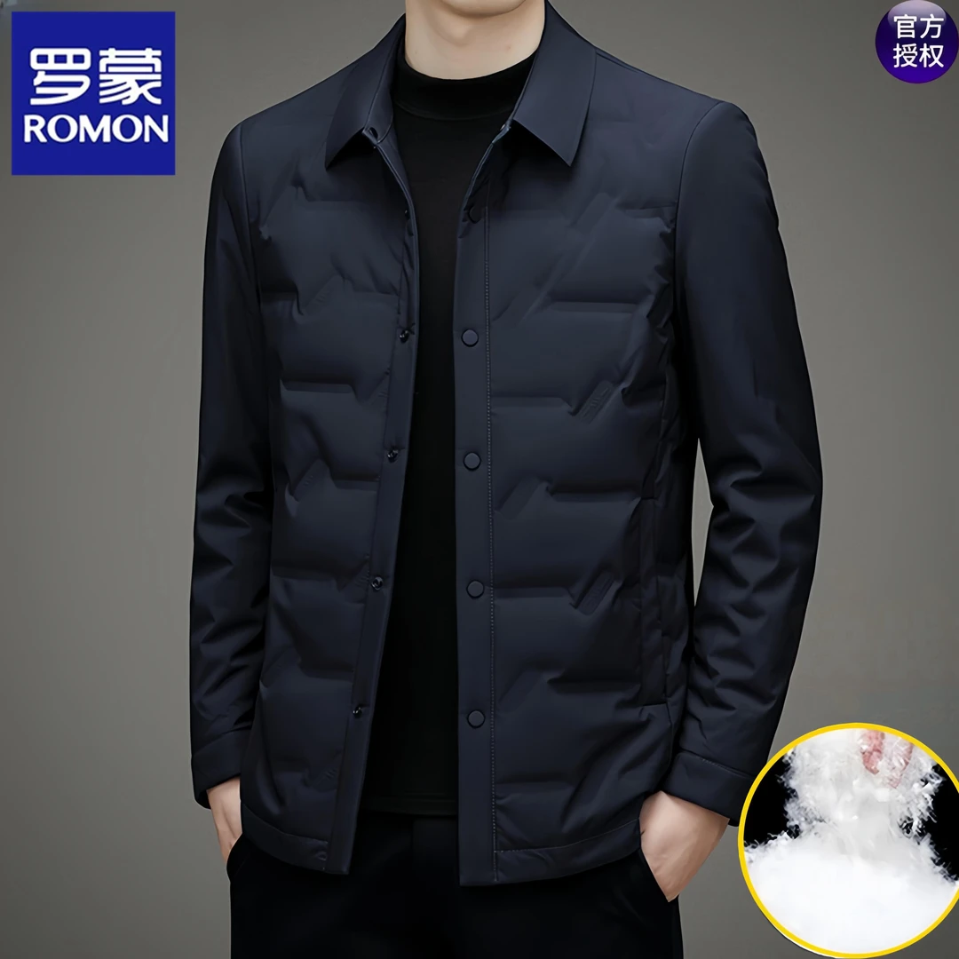 罗蒙冬季爸爸装新款羽绒服男士外套商务休闲行政夹克青年轻薄羽绒