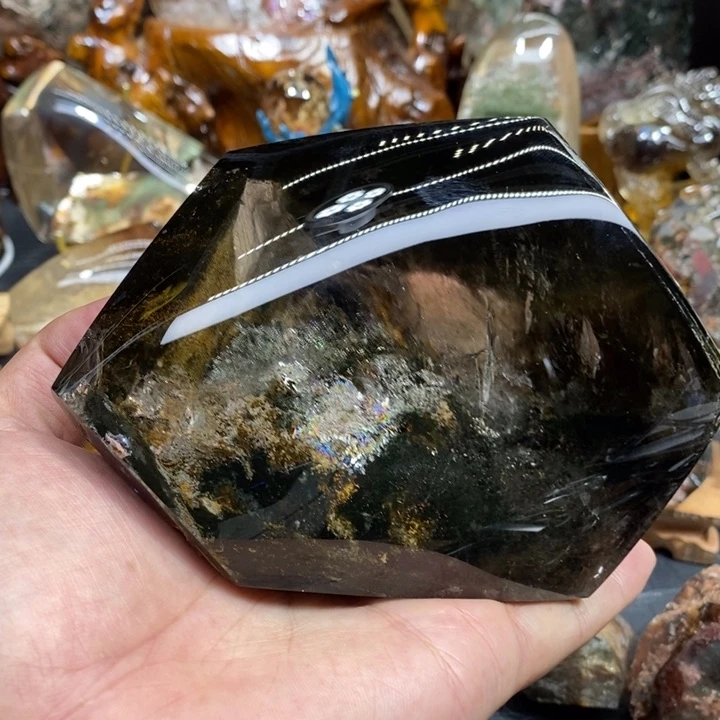 水晶原石手把摆件未镶嵌沙*草