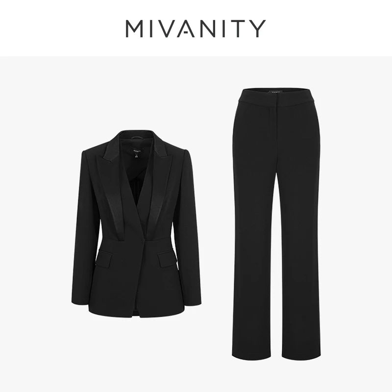 MIVANITY早春ol风格职场通勤正装三醋酸时尚西服套装W1EAW14010