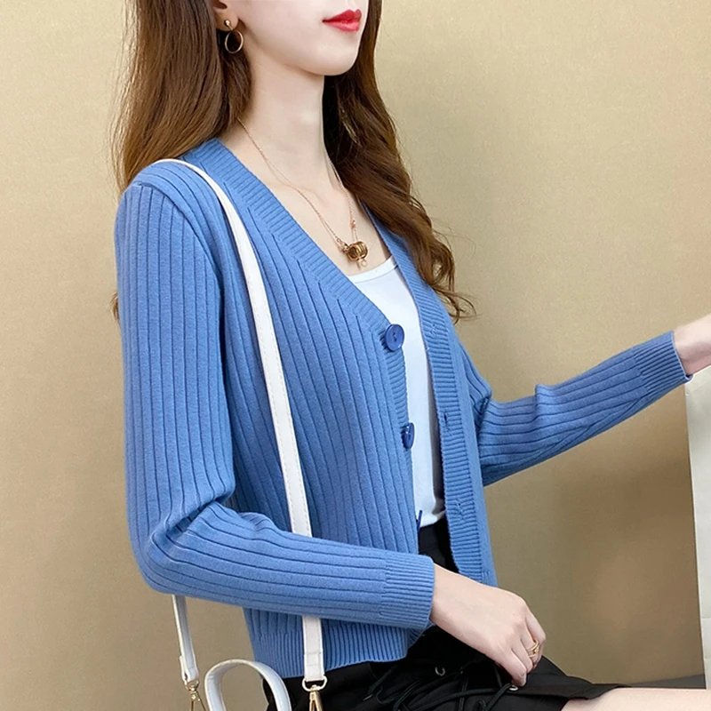 早秋季外搭长袖针织衫春秋薄款百搭时尚修身显瘦短款小外套防晒衫