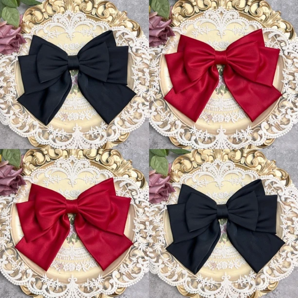 布艺发饰 四层中版福利简约纯色蝴蝶结弹簧夹