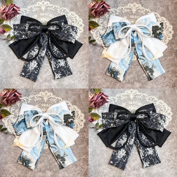 布艺发饰  五层超大新国风麦穗蝴蝶结弹簧夹