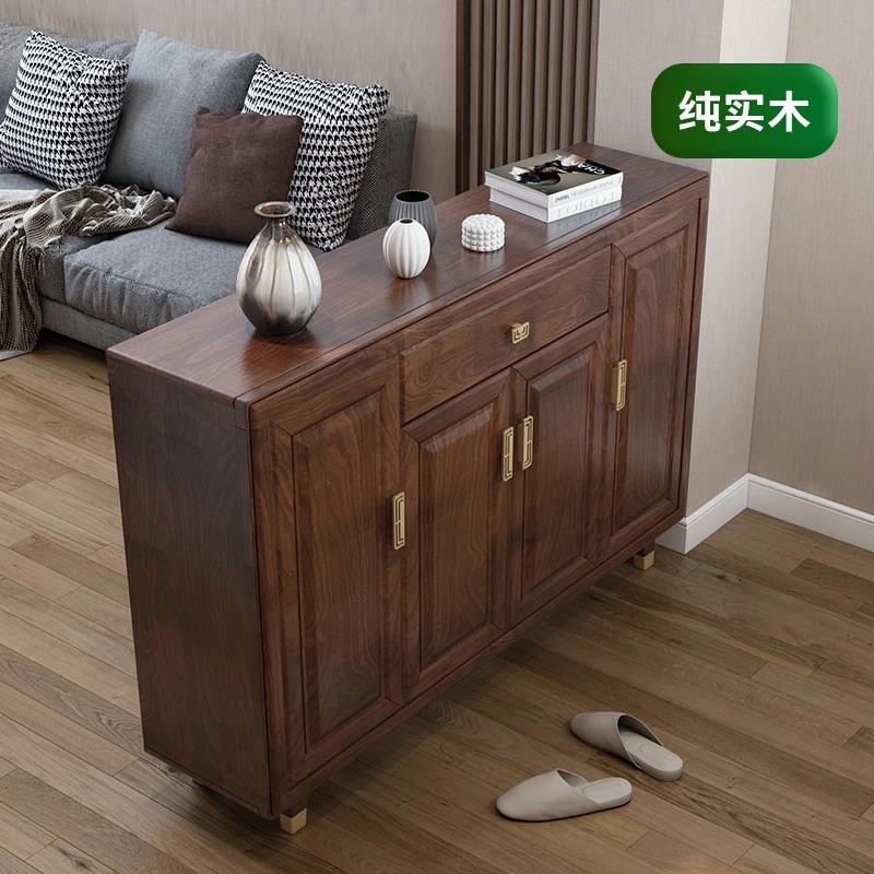 全实木鞋柜家用进门入户玄关门厅柜新中式大容量靠墙阳台储物柜