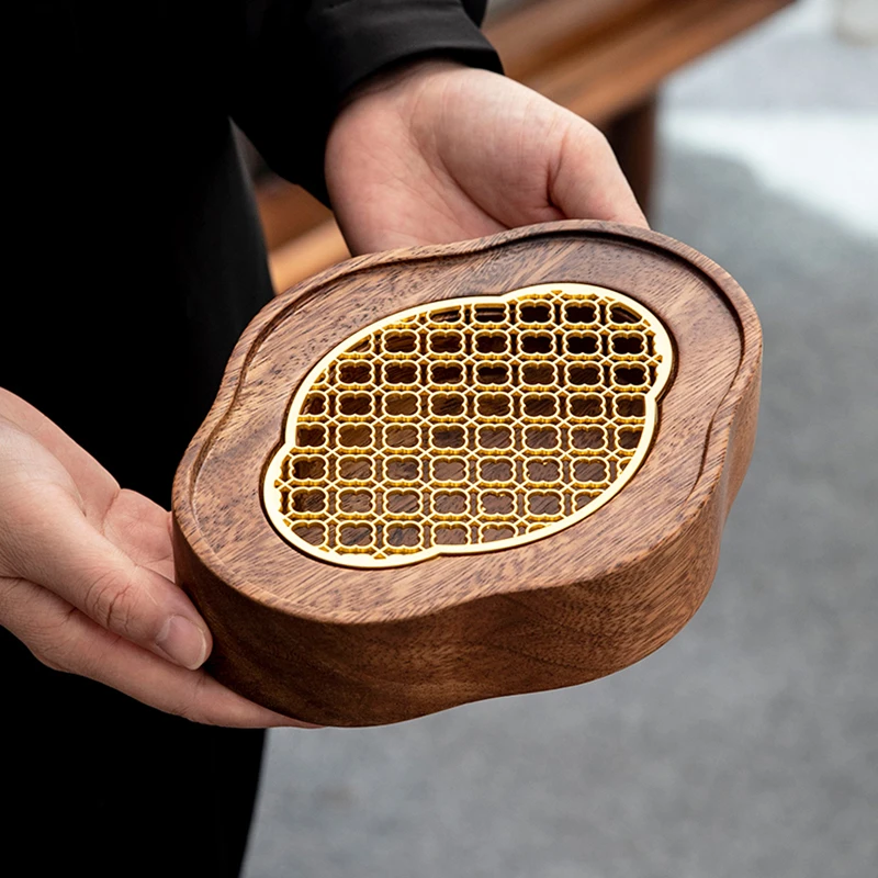 胡桃木壶承轻奢高档茶盘小型功夫茶具配件储水干泡台家用沥水茶托