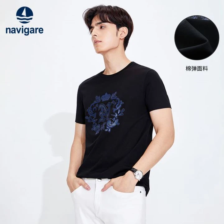 navigare意大利小帆船夏季男士户外运动上衣时尚休闲短袖圆领T恤
