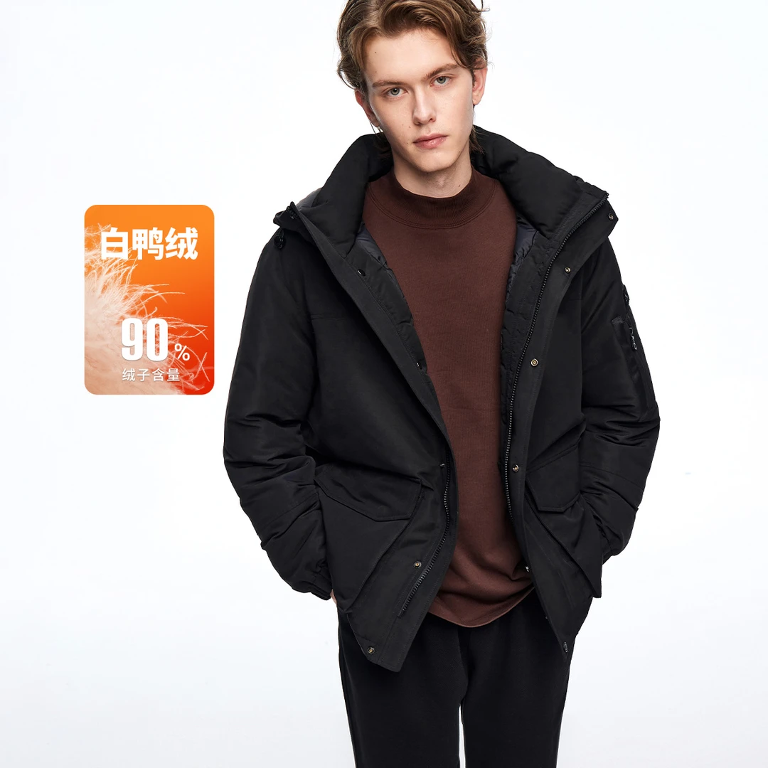 navigare意大利小帆船冬季男士90白鸭绒连帽羽绒服休闲保暖外套