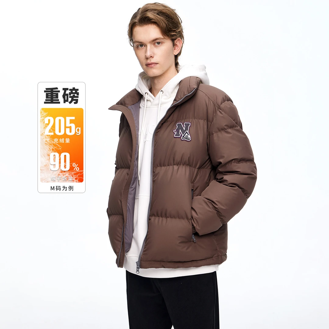 navigare意大利小帆船重磅充绒短款羽绒服男士可拆卸帽保暖面包服