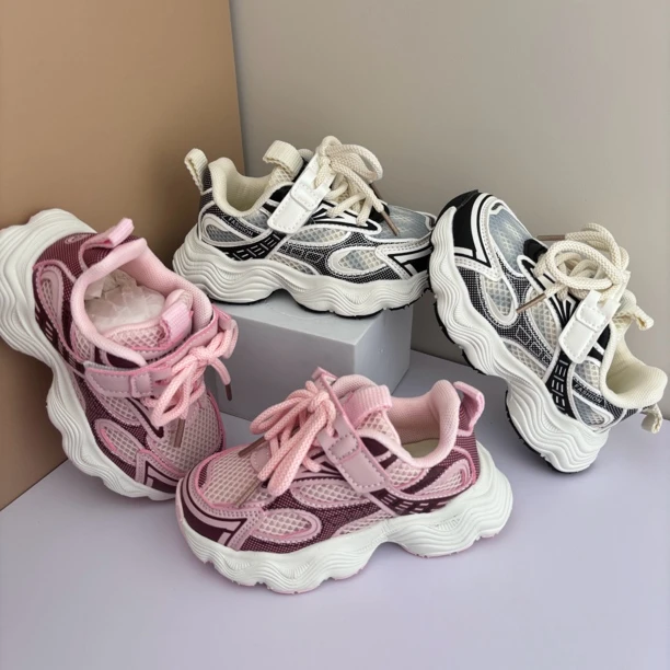 秋季小童新款双网网面透气超轻潮款休闲百搭魔术贴运动鞋7071