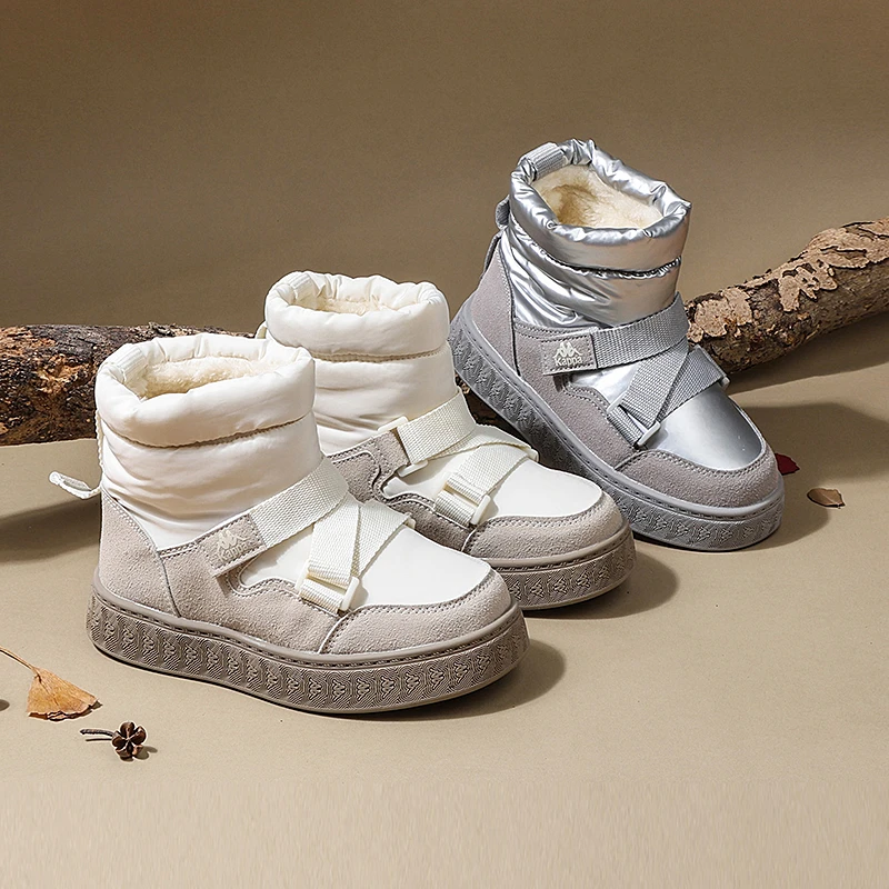 kappa kid新款冬季加绒休闲舒适保暖运动男女孩童鞋棉鞋雪地鞋