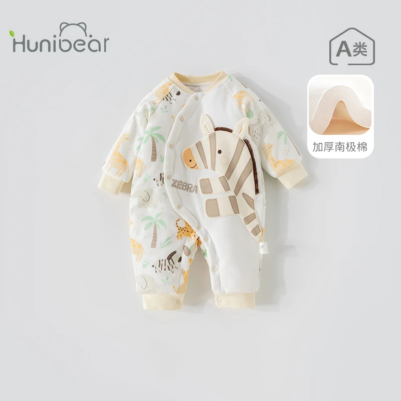 欢喜小熊婴儿连体衣春秋长袖纯棉新生儿衣服爬服纯棉宝宝哈衣冬装