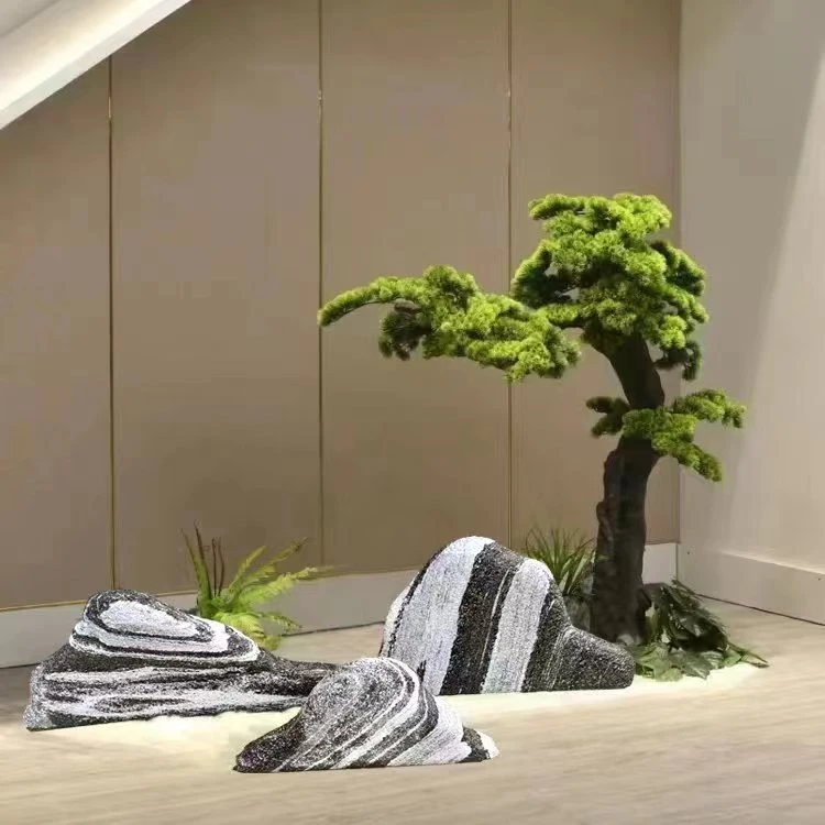 天然雪浪石切片组合 庭院造景摆件