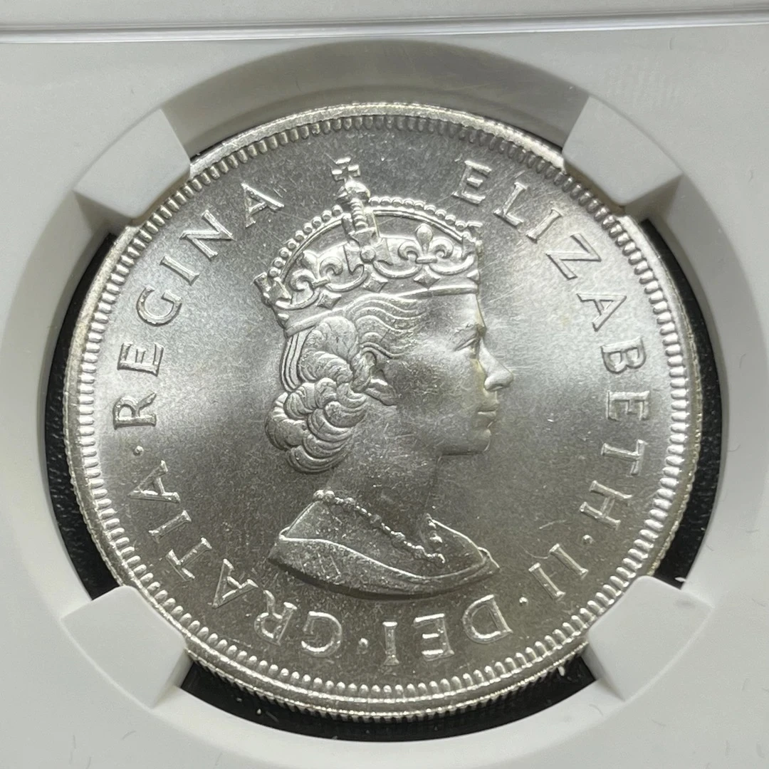 NGC MS67 百慕大1959年发现百慕大350周年纪念1克朗银币925%银
