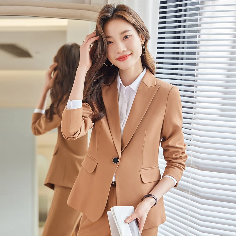 9317新款春秋女西装套装通勤上班工作服西服时尚一颗扣职业穿搭新