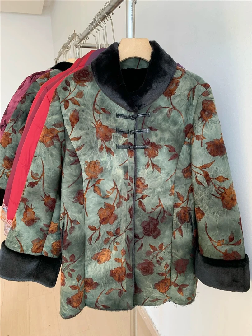 洋气奶奶冬装外套女老年妈妈中国风老人高端婆婆仿皮草加绒上衣服