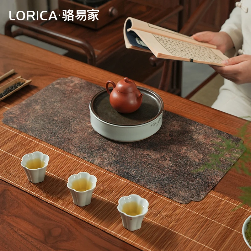 骆易家【墨竹】新中式禅意防水茶席高端桌旗茶具干泡台茶垫茶桌垫布