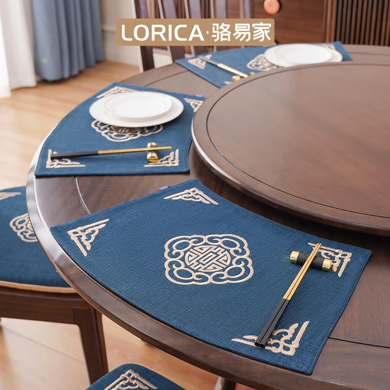 骆易家防水餐垫防油防烫隔热垫扇形圆桌餐桌垫新中式餐桌垫子盘子