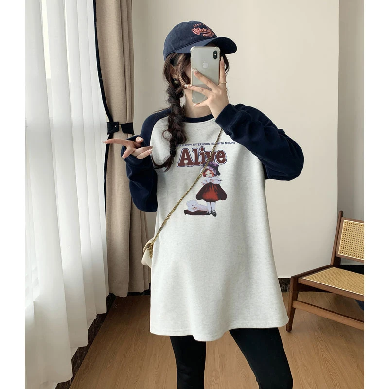 孕妇卫衣长款遮屁股加绒加厚孕妈高级感秋冬小个子中长款宽松上衣