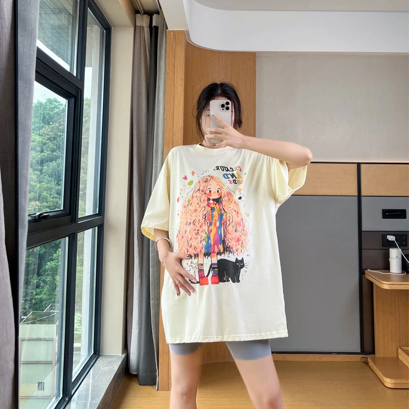 孕妇装上衣夏天孕妇短袖t恤夏季薄款大码宽松纯棉中长款半袖女