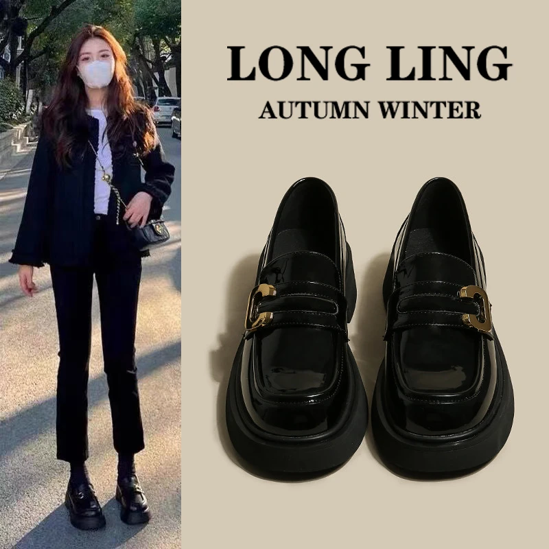 国潮品质英伦风小皮鞋女2024年新款黑色乐福鞋厚底单鞋百搭jk女鞋