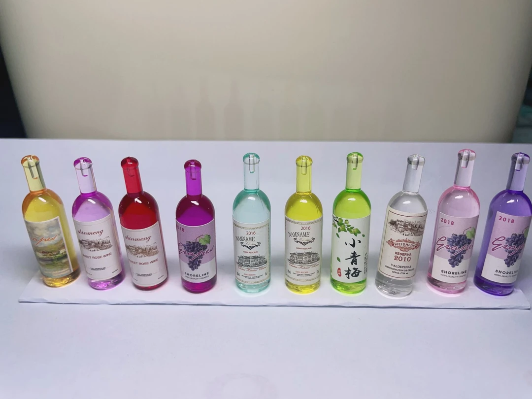 直拍10个颜色1套 mini卡通迷你酒瓶子 DIY饰品配件玩具 3.5cm