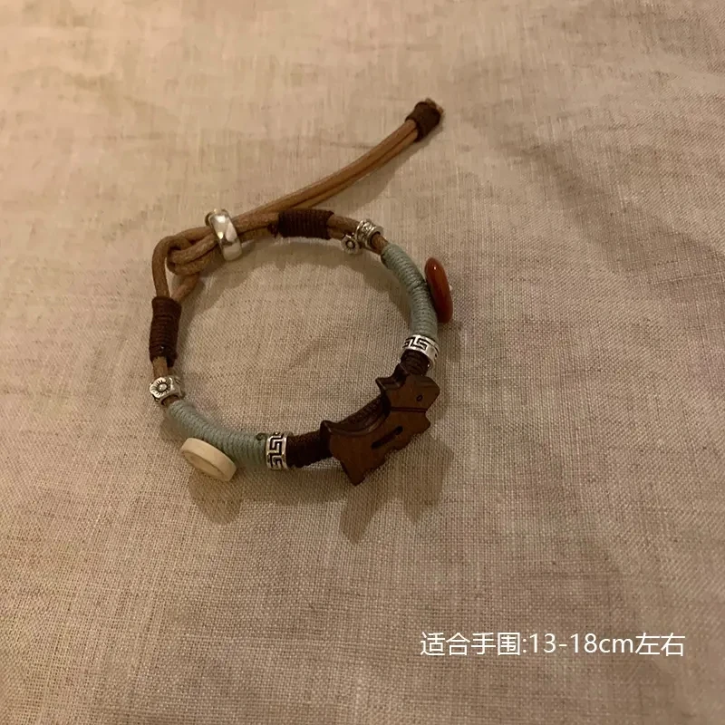 合金布艺手链 手工编绳可爱小狗百搭情侣款小众手链棕色9142-12