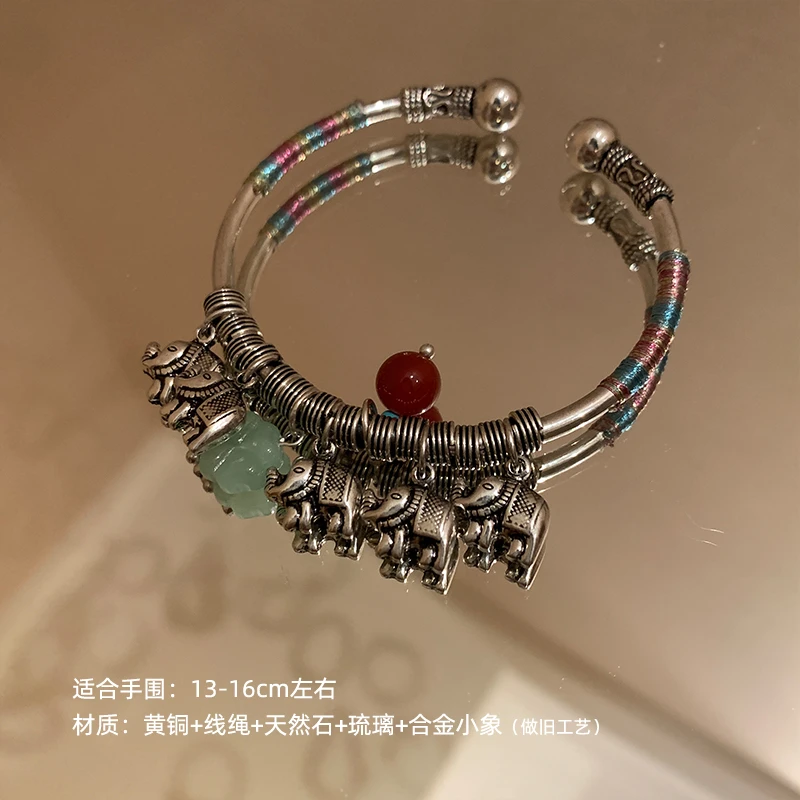 铜合金布艺手镯  【版纳吉象】小众百搭开口个性复古镯子