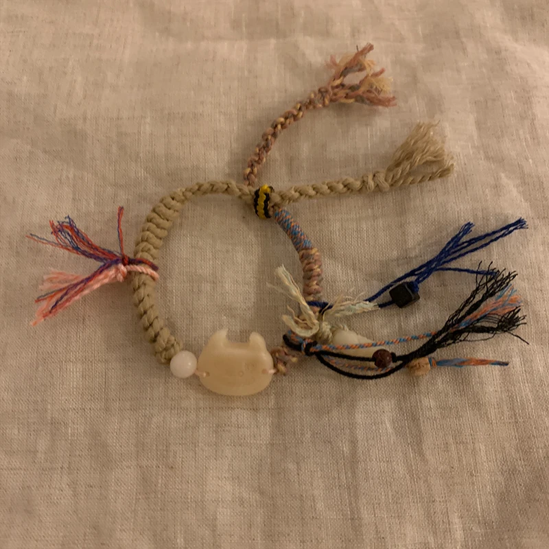 非金属布艺手链 纯手工编绳可爱小众单圈手链19TS8097-01
