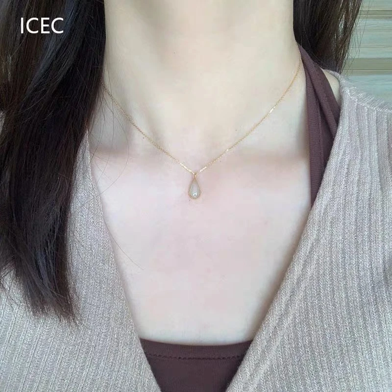 铜合金吊坠 606 白色水滴吊坠（含链）