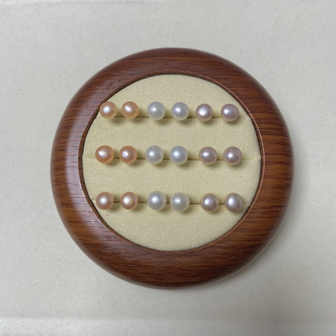 054 粉色！！馒头珠耳钉6-7mm可刮粉 简约日常养耳洞