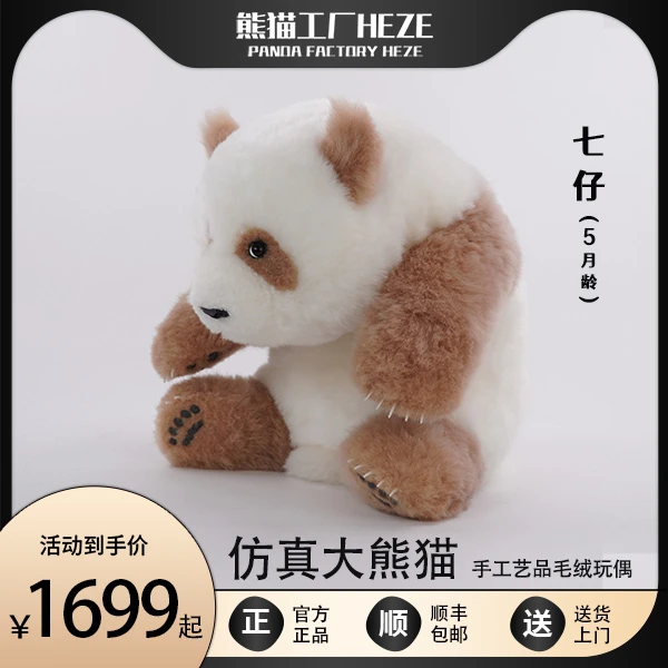 五月龄七仔仿真熊猫毛绒生日礼物手工玩偶棕色可爱儿童公仔