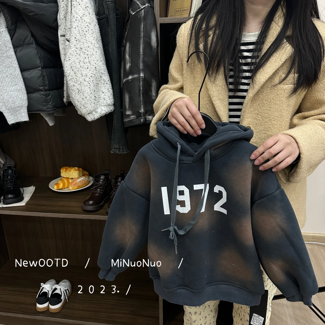 【现货】2023儿童男童洋气冬装韩版连帽卫衣冬季套头卫衣D23167