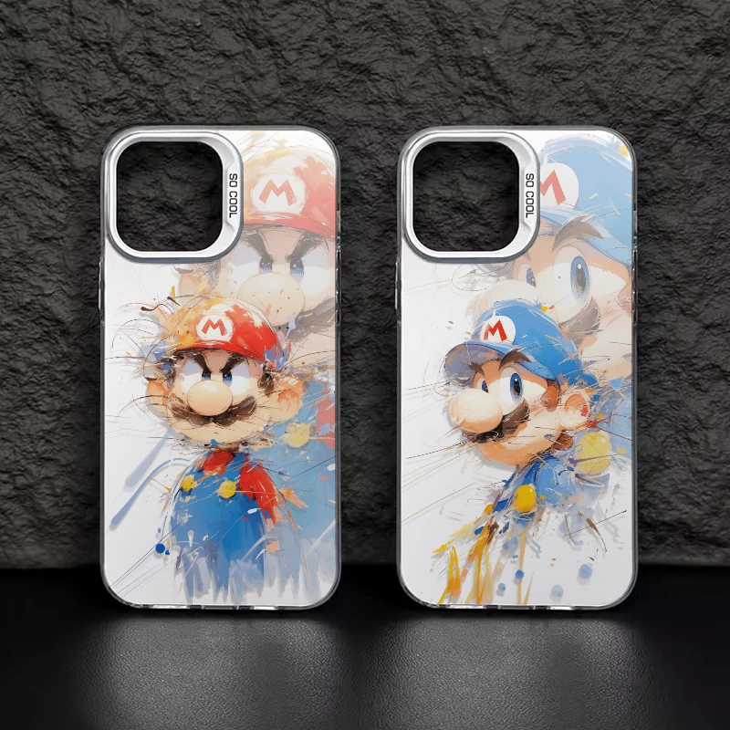 创意涂鸦泼墨马里奥适用防摔超级玛丽苹果15华为小米14OPPO手机壳